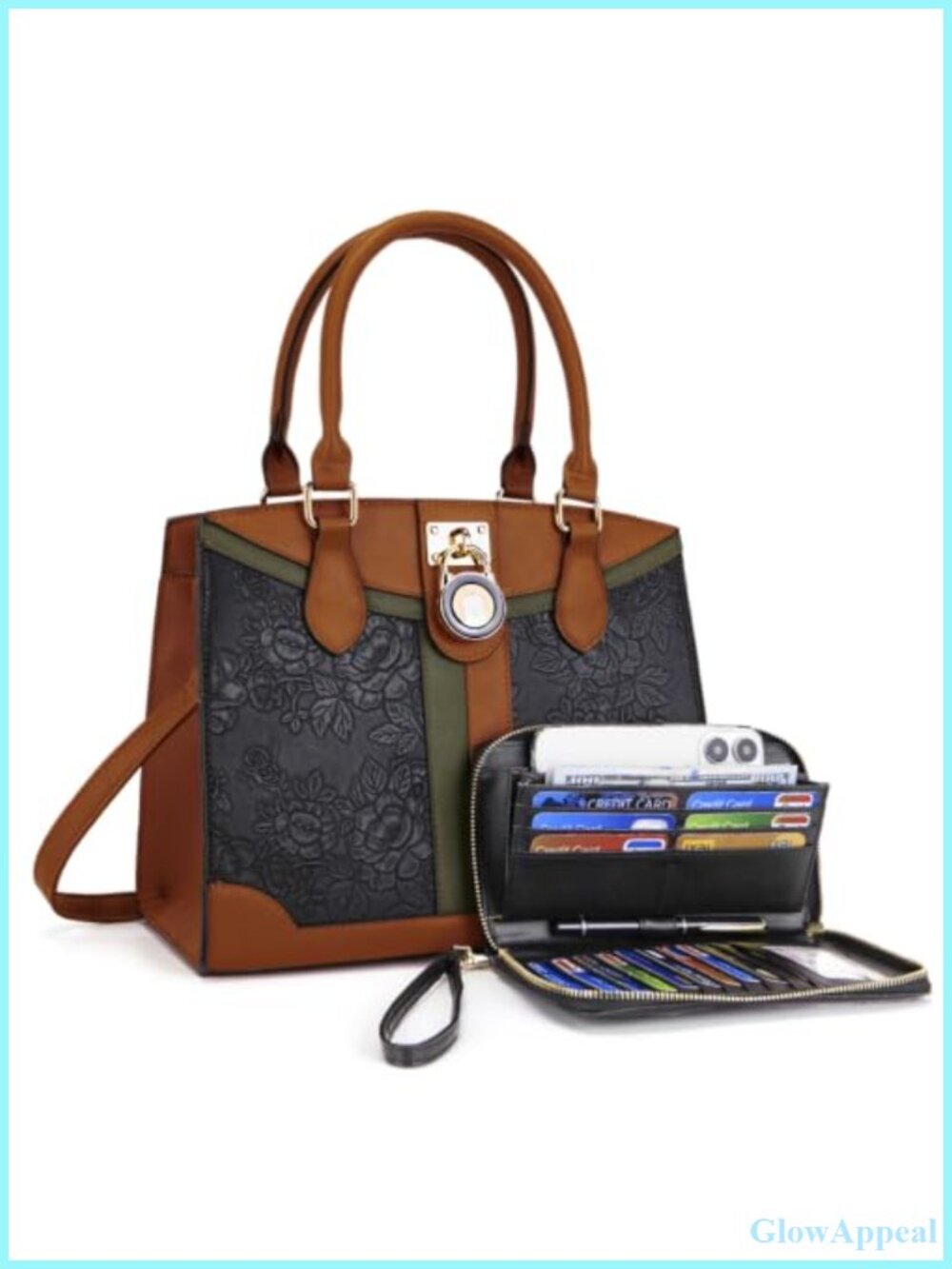 Vegan Leather Tote Bag RFID Wallet Set Satchel Shoulder Crossbody
